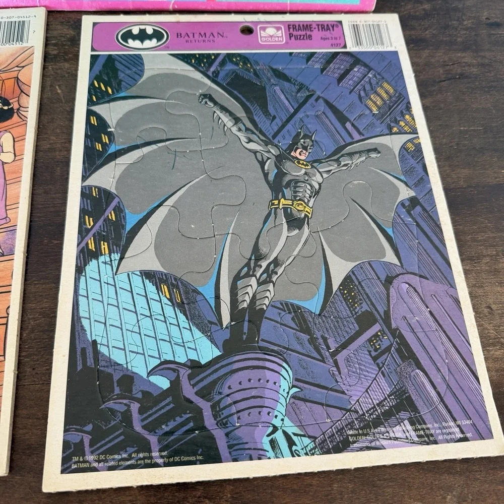 VTG Golden Frame‎ Tray Puzzle Patch Lot Of 5 Dinosaurs Peter Pan Batman States